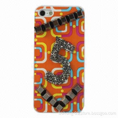 Cases for iPhone 5, Made of PC, Slot Posted Solid Drill (Back Word Lines) that Stick a Skin